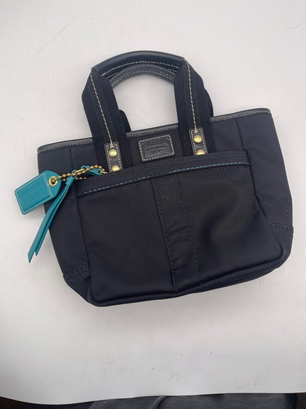 Coach Mini Hampton Tote Black Nylon Leather Accents F10694 Y2K